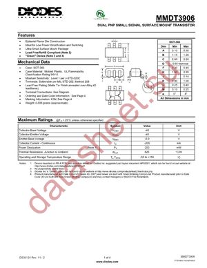 MMDT3906-7-F datasheet  
